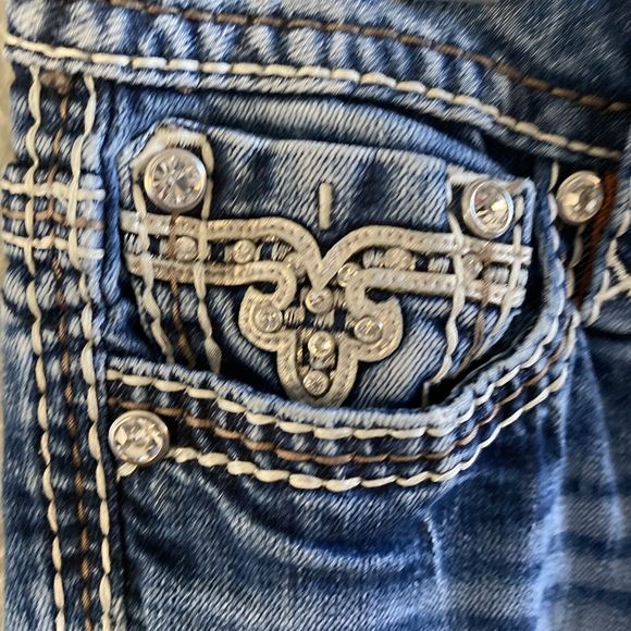 Rock Revival Jeans Women's 28 Easy Straight Tetbury Flap Pocket Bling Low Rise - Picture 4 of 16